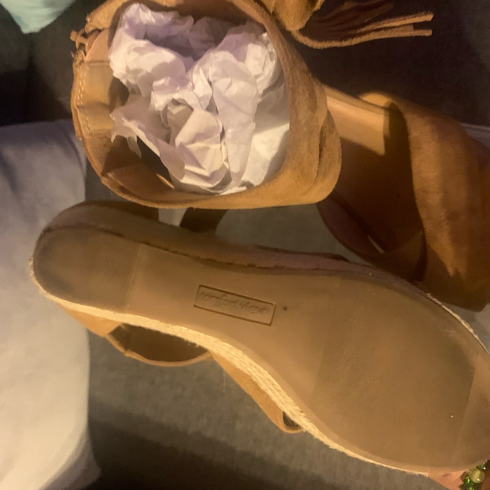 Camel Faux Suede Wedge Sandal